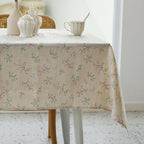 Pastoral Rectangle Tablecloth - 60 x 84 Inch - Beige Linen Table Cloth - Washable Table Cover with Dust-Proof Wrinkle Resistant for Restaurant, Picnic, Bistro, Indoor and Outdoor Dining, Gardenia