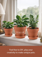 INGOFIN Terracotta Pots Set with Saucer - 5/6/7 inch Ceramic Clay Planters with Drainage Hole, Garden Flower Succulent Pots with Tray for Indoor Outdoor Plants, Set of 3