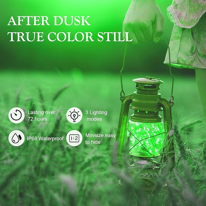 Aogist 12 Pack Fairy Lights 3 Modes 7ft 20 LED Waterproof,Battery Operated Silver Wire Firefly Starry Moon Mini String Lights for Mason Jars Christmas DIY Crafts Wedding Party Bedroom,Green