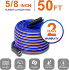 garden hose 50 ft x 5/8Inch, Hybrid Rubber 50 ft water hose, Durable, Anti-UV, Sturdy, No-Leakage, Lightweight, Flexible, Heavy Duty garden hoses with Swivel Handle