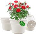 16 inch Plastic-Flower-Pot-for-Indoor-Plants, 4 Pack Large Outdoor Planter Pot with Drainage Holes & Saucers, Resin Decorative Garden Pots Planters