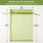 100Pcs Fruit Protection Bags, 4×6inch Fruit Netting Bags for Fruit Trees, Green Fruit Netting Cover Drawstring Mesh Bags Pest Barrier for Strawberry Blueberry Small Fruit