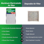 14x24x1 Air Filter Electrostatic Filter Reusable Washable HVAC AC Furnace Filter,MERV 8,Lasts a Lifetime, Healthier Home or Office(Actual Size:13.5x23.35x0.8 Inch)