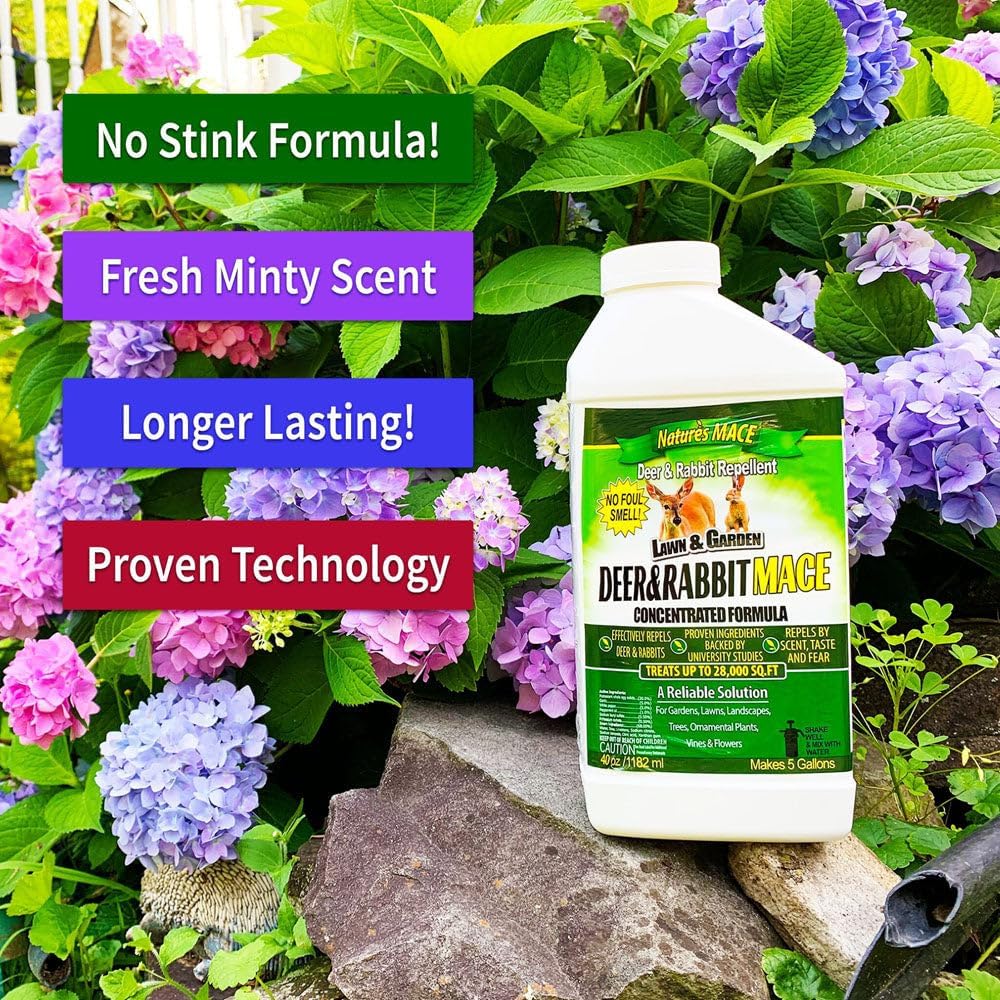 Nature’s MACE Deer and Rabbit Mace, Deer Repellent Spray, 1 Gallon, Deer Repellent for Plants, Flowers, Lawns, & Gardens, Deer Deterrent, All-Season Protection, Protect Plants Fast, Pet & Plant Safe