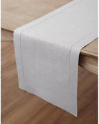 Solino Home Linen Soft Grey Table Runner 60 Inches - Classic Hemstitch, 100% Pure Linen Coffee Table Runner 14 x 60 Inch Ideal for Dresser Tables - Fall, Autumn, Halloween, Thanksgiving, Christmas