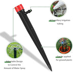 Mudder 100 Pcs 5.2 Inches Drip Irrigation Emitters for 1/4 Inch Drip Irrigation Tubing 360 Degree Adjustable with Arrow Stake Fan Sprayer for Garden Watering System