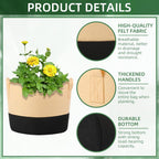12 Pack Multicolor 10 Gallon Grow Bags - Fabric Plant Pots with Handles for Outdoor Garden and Vegetable Planting