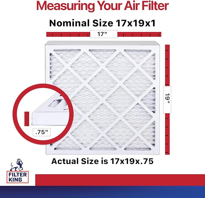Filter King 17x19x1 Air Filter | 6-PACK | MERV 11 HVAC Pleated A/C Furnace Filters | MADE IN USA | Actual Size: 17 x 19 x .75"