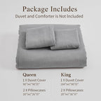 MEISHANG Muslin Duvet Cover King Size - 100% Organic Cotton, Soft Textured Gauze Weave Comforter Cover for Breathable All-Season with Zipper Closure - 3 Piece Set (King, Dark Grey)