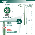12 Pack 30 inch Plant Support Stakes, Heavy-Duty Half Round Peony Support, Garden Plant Stakes Cage for Outdoor Plants, Peony, Tomato, Hydrangea, (15ln Support +15ln Stainless Extension Tubes)