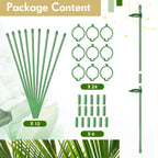 meekoo 12 Pcs Adjustable Garden Plant Support Stakes Single Stem Plant Cage Support Rings with Clips and Connect Pipe for Orchid Rose Tomato, 12 Inch (Green)
