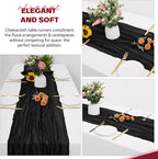 Aktor 4 Pack Black Table Runner Boho Cheesecloth Table Runner Semi Sheer Gauze Fabric Runners for Wedding Birthday Baby Shower Party Boho Table Decoration（Black）