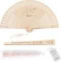 50 PCS Custom Fans Personalized Folding Fans for Line Dancing Wooden Hand Fan Wedding Favors Bulk Fans for Guests Party Event Use (Style05)