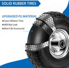 4.10/3.50-4 Tires and Wheels Flat Free 10 Inch Solid Tires Replacement with 5/8" Axle Bore Hole, 8 Spacers 4 Pins, for Cart, Garden Wagon, Wheelbarrow, Hand Truck, Trolley, Lawn Mower, 2P