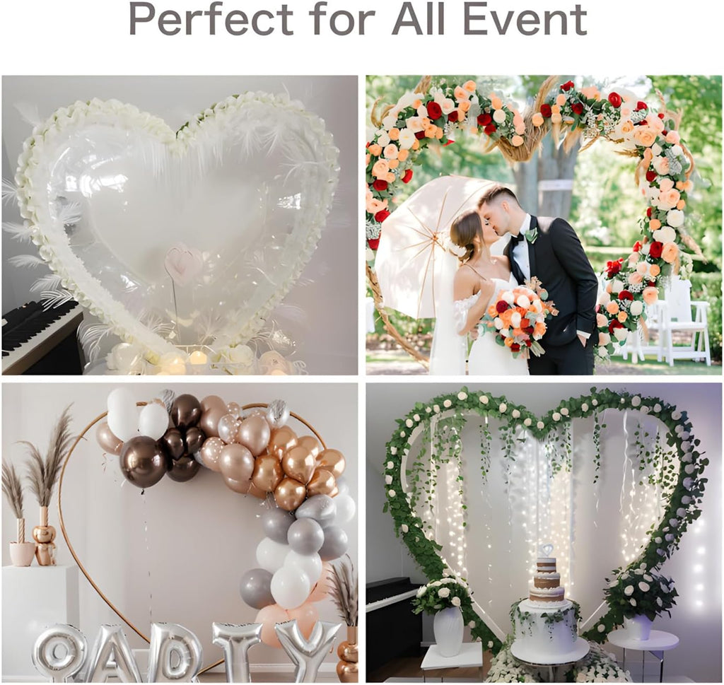 Heart Shape Wedding Metal Arch Backdrop Gold Flower Balloon Arbors Stand for Wedding Birthday Party, Graduation Decorations and Baby Shower 2M