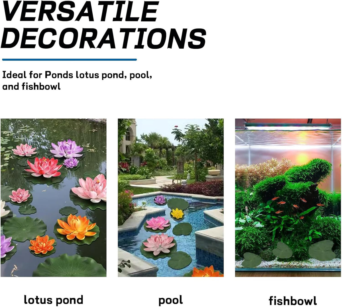 BRBASAP 6Pcs Realistic Floating Lily Pads for Ponds Artificial Foam Lotus Leaves for Pond Decor Plastic Water Lily Pads Foliage for Pool Koi Fish Patio Aquarium Lifelike Pond Plants