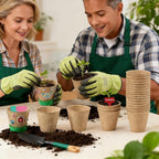 NNG 20 Set Garden Paper Pot Craft Kit,20Pcs Round Paper Mache Pots Peat Plant Pots with 200pcs Adhesive Foam Stickers & 20Pcs Pots Labels,Flower Plant Spring Craft for DIY Flower Planting