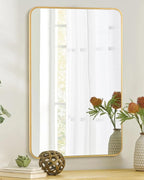 Gold Bathroom Wall Mirror,24 x 36 Inch Rectangle Vanity Modern Mirror with Tempered Glass Mirror for Bedroom, Living Room orEntryway (24x36 Gold)