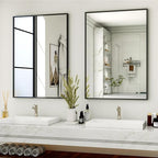HARRITPURE 24"x36" Framed Bathroom Mirror for Wall Rectangle Mirror Aluminum Alloy Frame Wall-Mounted for Farmhouse Entryway Bedroom Living Room Black