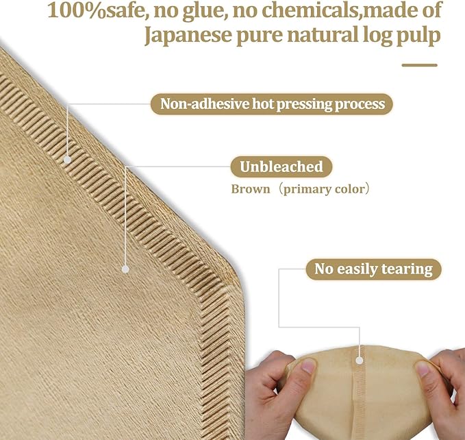 #4 Cone Coffee Filter 8-12 cup, Unbleached Natural Paper, No Blowout, Disposable for Pour Over and Drip Coffee Maker, 100 Count