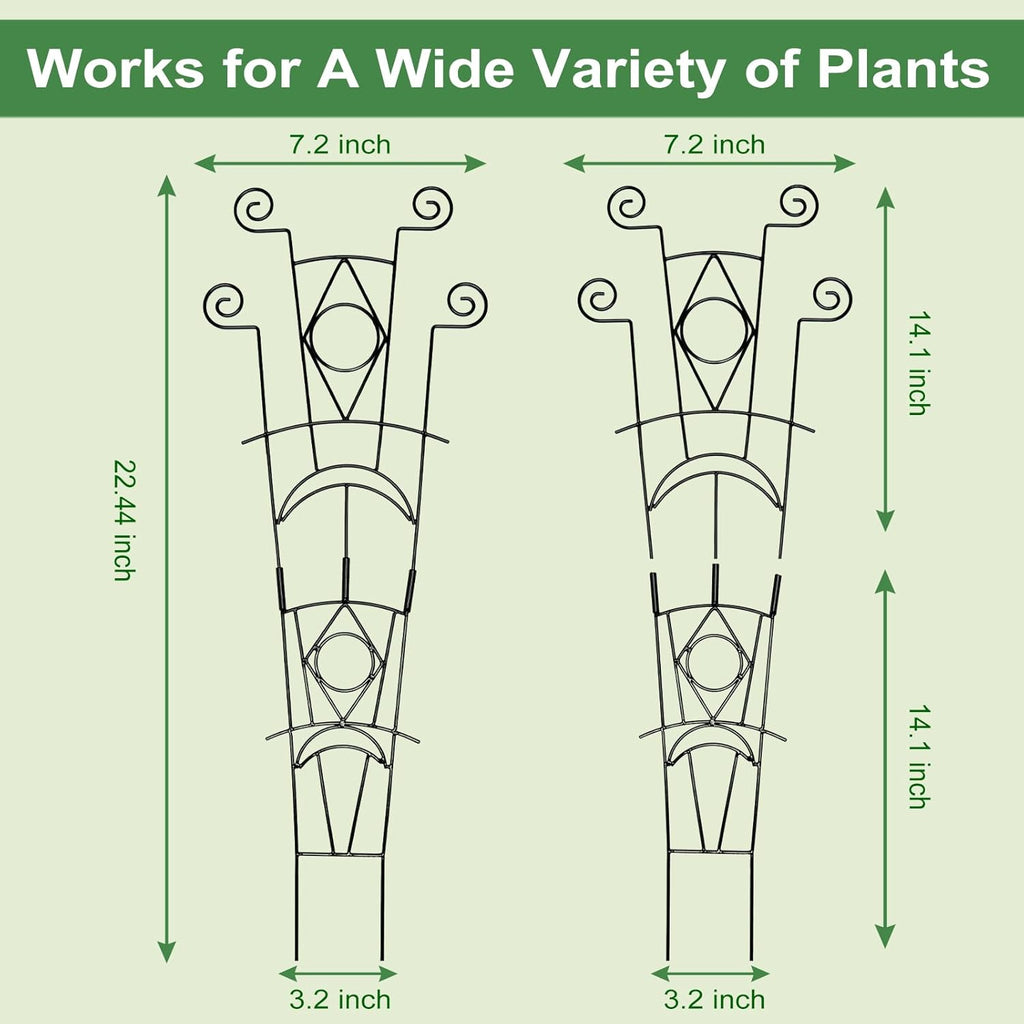 Stackable Metal Trellis for Climbing Plants Outdoor & Indoor - 4 Pack Garden Trellis for Potted Plants, Rust-Resistant Plant Support Stakes for Vines, Flowers - Sturdy Plant Trellis