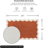 MONDAY MOOSE Bath Mat with Scalloped Wavy Ripple Design, Microfiber Absorbent Non Slip Tufted Rug for Floor, Shower or Kitchen (16x24 inch, Terracotta)