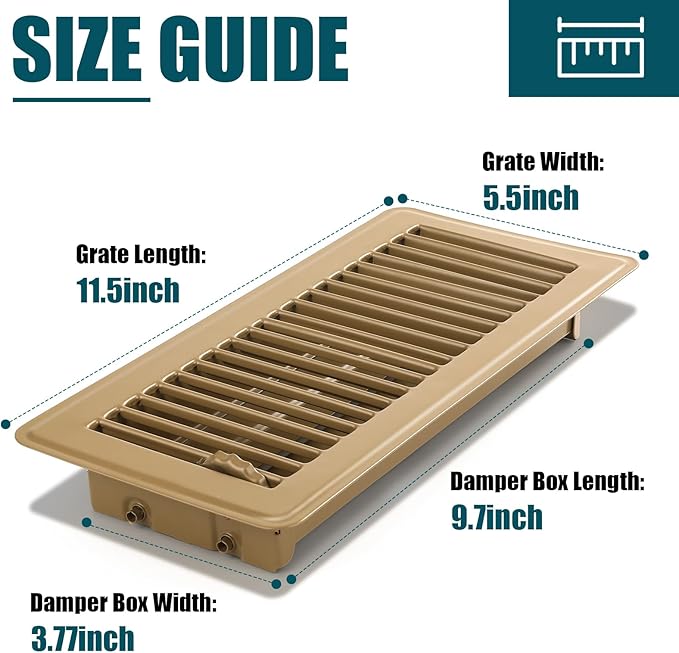VOISEN Floor Register 4x10, 2 Pack Brown Floor Vent Covers,Heavy Duty Steel Walkable Floor Vents,Vent Covers for Home Floor
