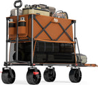 TIMBER RIDGE 400L Large Capacity Folding Double Decker Wagon with Brakes, 54" Extra Long Extender Wagon Cart, 450lbs Heavy Duty Collapsible Cart, All-Terrain Big Wheels for Camping, Sports, Shopping