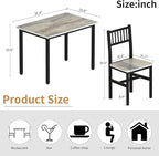AWQM 3 Piece Dining Table Set for 2, Small Kitchen Table Set for 2 with Chairs,Wood Breakfast Nook Table and Chairs Set of 2,Dinette Set for Small Space,Dining Room,Apartment, Grey