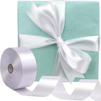 White Solid Satin Ribbon 1-1/2 Inch 50 Yards Solid Polyester Fabric Ribbon for Gift Wrapping Wedding Christmas Baby Shower Birthday Party Decoration Handmade Immortal Flower Craft