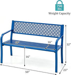 Garvee Outdoor Metal Garden Bench for 2 Person, Heavy Duty Steel Patio Bench 790 Lbs Capacity, Weather Resistant Black Porch Seating with Geometric Backrest, Outdoor Furniture for Yard, Deck, Entryway