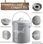 Gray Compost Bin Kitchen, 1.3 Gallon Farmhouse Kitchen Compost Bin Countertop with Lid and Charcoal Filters, Indoor Compost Bucket for Decor and Accessories