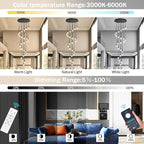 24 Light Modern Glam Crystal Chandelier for High Ceiling LED Dimmable Ceiling Pendant Light Staircase Foyer Enterway Living Room Chandelier Lighting Antique Black