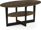Furinno Coffee Table, 1-Pack, Columbia Walnut/Black