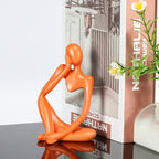 Thinker Statue Gold Decor Abstract Art Sculpture, Golden Resin Collectible Figurines for Home Living Room Office Shelf Decoration,Great Gifts Ideas (Orange)