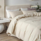 JIYUAN 100% Washed Cotton Duvet Cover Set 3 PCS Super King Plus, 1 Duvet Cover 120x120 Inches(Comforter Not Included) and 2 Pillowcases,Linen Feel Bedding Set Comfy and Breathable,Heathered Beige