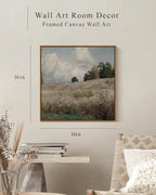 InSimSea Square Framed Canvas Wall Art, Vintage Prints Farmhouse Scenery Vast Field Grassland Wall Art Decor, Classical Nature Paintings Home Decor for Living Room Bedroom Office 16"x16"
