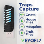 VEYOFLY Fruit Fly Traps for Indoors, Fly Trap Indoor, (4 Device + 12 Refills) Fly Catcher Indoor, Gnat Traps for House Indoor, Fly Trap, Plug in Light Flying Insect Trap, Bug Killer