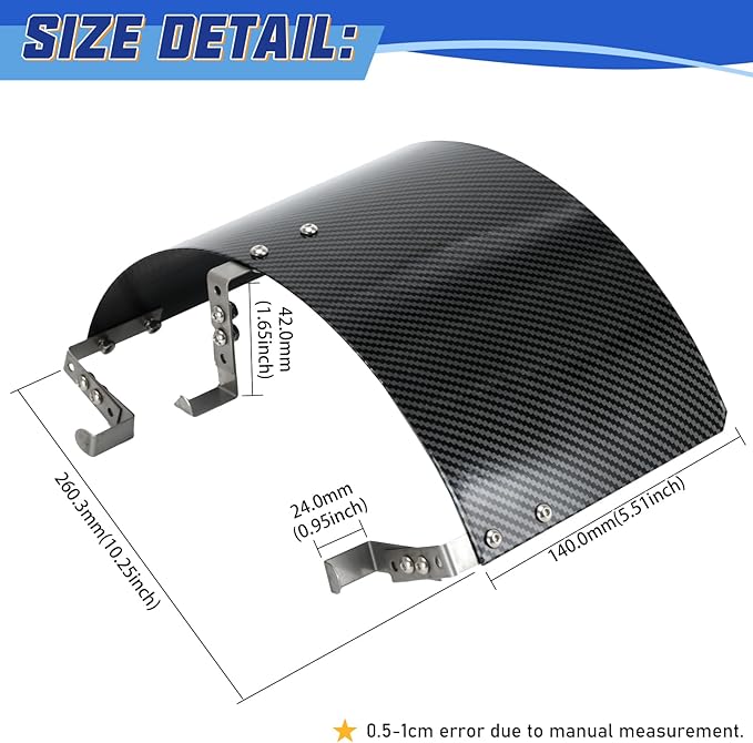 PTNHZ Universal Stainless Steel Air Intake Filter Cover Heat Shield Fits for 2.5-3.5" Cone or Cylinder Filter Carbon Fiber