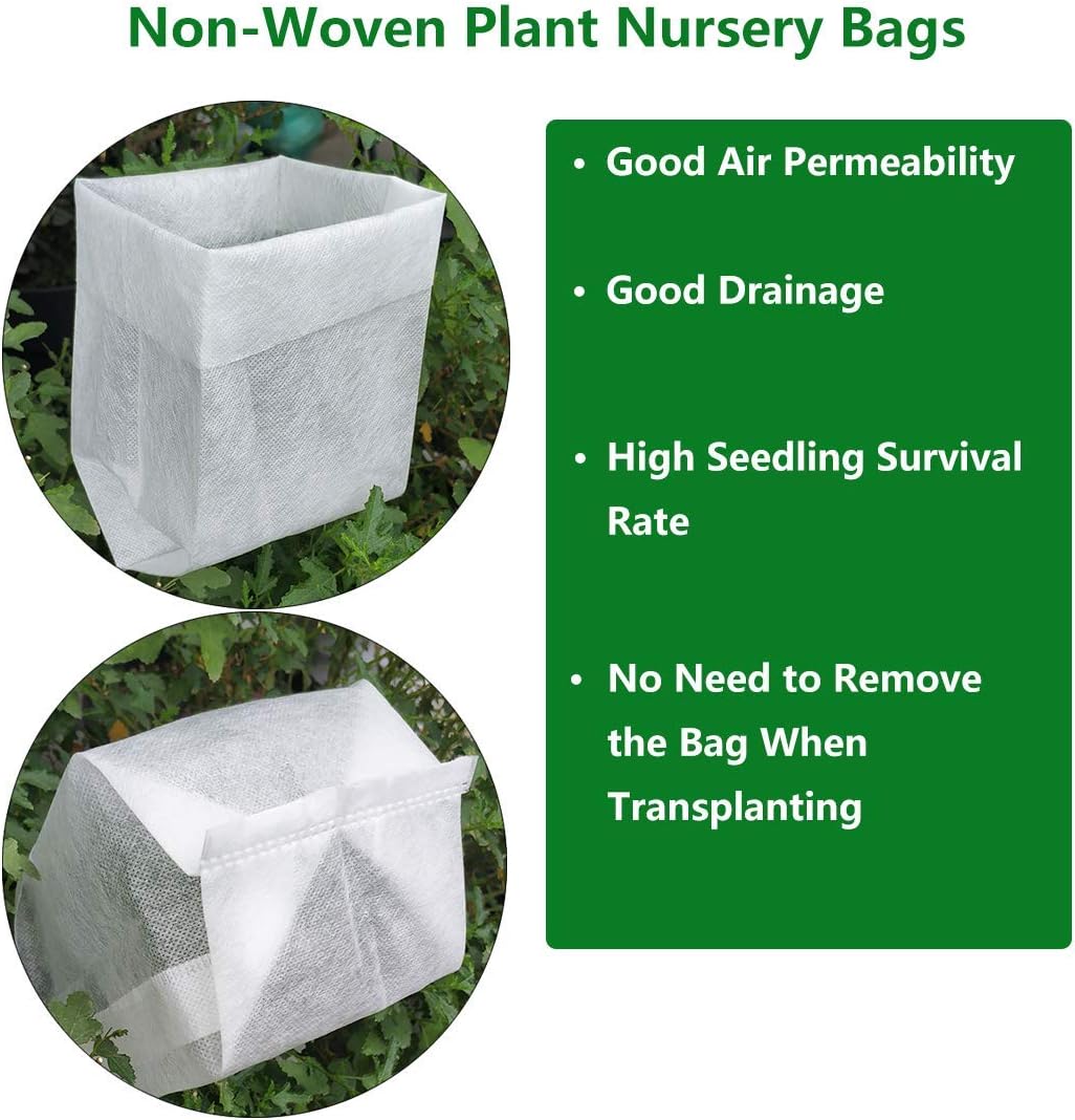 Belit 100 Pcs Nursing Growing Pouch, Garden Grow Bag for High Seedling Survival Rate Planting Plant Flower Seed Starting (7.3"x6.9")