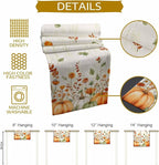 Fall Wildflowers Cotton Linen Table Runner for Dining Kitchen, Thanksgiving Pumpkin Outdoor Party Rustic Tablerunners Decoration, Botanical Floral Vintage Dresser Scarf Tablecloth Runners 13x48 Inches
