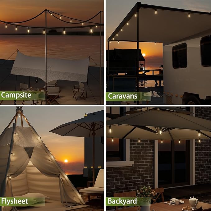Outdoor String Lights 50 ft, LED Grobe Patio Lights with 27（25+2 Spare G40 Shatterproof Bulbs, IP 65 Waterproof, Outside Hanging Light for Cafe Bistro Backyard