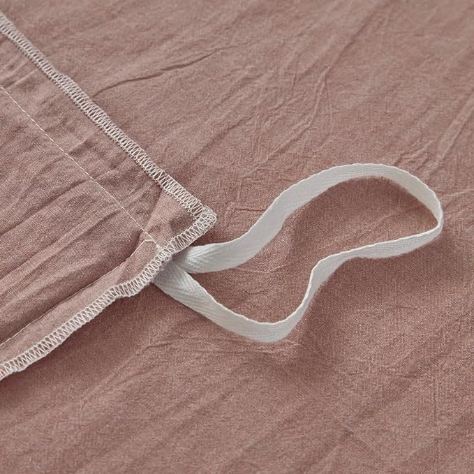 Face Two Face Bedding Duvet Cover Set 3 Pieces 100% Washed Cotton Duvet Cover Linen Like Textured Breathable Durable Soft Comfy (California King, Old Pink)