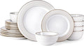 GBHOME Ceramic Dinnerware Sets,18 pcs Embossed Elegant Stoneware Plates and Bowls Sets, Housewarming Wedding Gift | Dishwasher & Microwave Safe | Dishes Set Service for 6