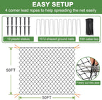 Bird Net - 50' x 50' Garden Netting with 2.4" Square Mesh Protect Fruit Tree, Plant & Vegetables from Poultry, Deer and Pests, Heavy Duty Tree Net for Garden, Farm, Orchard, etc.