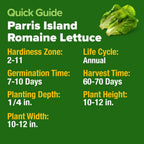 HOME GROWN Romaine Lettuce Seeds, Paris Island Bulk Pack, 7000+ Lettuce Seeds for Planting, High Germination Heirloom 𝗡𝗢𝗡-𝗚𝗠𝗢 𝗨𝗦𝗔 Vegetable Seeds,Works Indoor in Hydroponic Garden and Outdoor