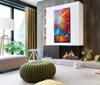 Tyed Art- Contemporary Art Oil Painting On Canvas Textured Tree Painting Palette Knife Abstract Landscape Wall Paintings Home Office Decorations Canvas Wall Art Painting 24x48inch