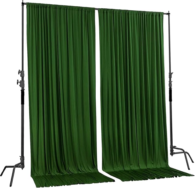 AK TRADING CO. 10 feet x 10 feet Valley Green Polyester Backdrop Drapes Curtains Panels with Rod Pockets - Wedding Ceremony Party Home Window Decorations