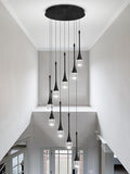 9-Lights Black Pendant Chandliers 100'' High Staircase Ceiling Chandeliers Crystal Bubble Raindrop Lighting Chandelier Ceiling Living Room Dimmable 2700-6000k LED Dining Lighting