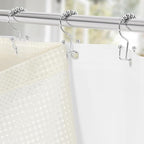 3 in 1 Extra Long Cream Shower Curtain Set-72 W x 84 H, Ivory Waffle and PEVA Liner Set with 12 Stainless Steel Hooks, Waterproof Fabric for Bathroom